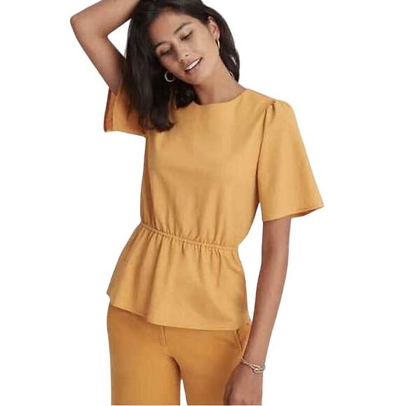 Ann Taylor Tops - Ann Taylor Women's Mustard Yellow Peplum Waist Top Size S
